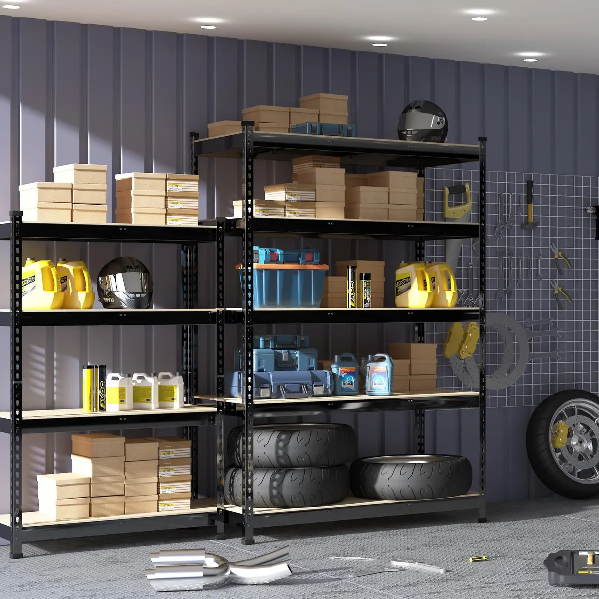 PrimeZone Garage Storage Shelves 47"W x 18"D x 72"H | Heavy Duty 5-Tier Metal Shelving - view 2