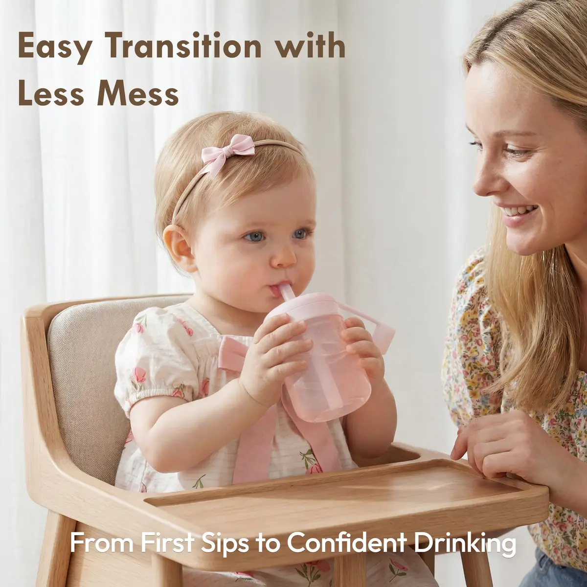 Moonkie Baby Straw Cup | Silicone Toddler Sippy Training Cup with Straw Lid | BPA-Free Drop-Proof | Baby Led Weaning | 6 Months+ - view 2