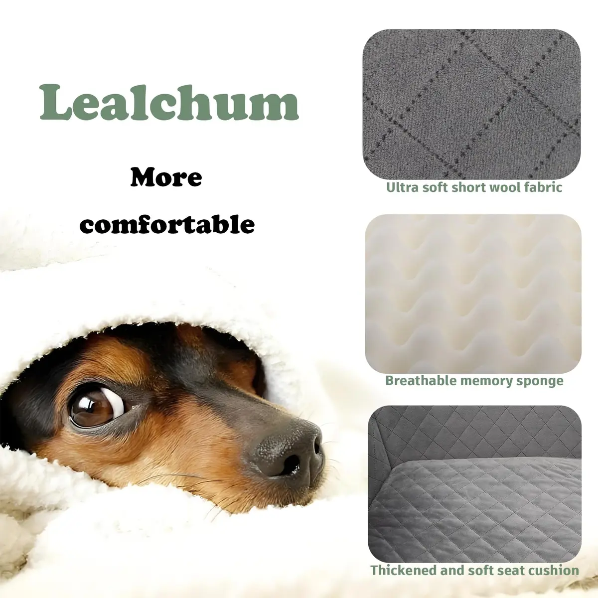 Lealchum Dog Car Seat for Large Dogs | Memory Foam Support & Safety Travel - view 3
