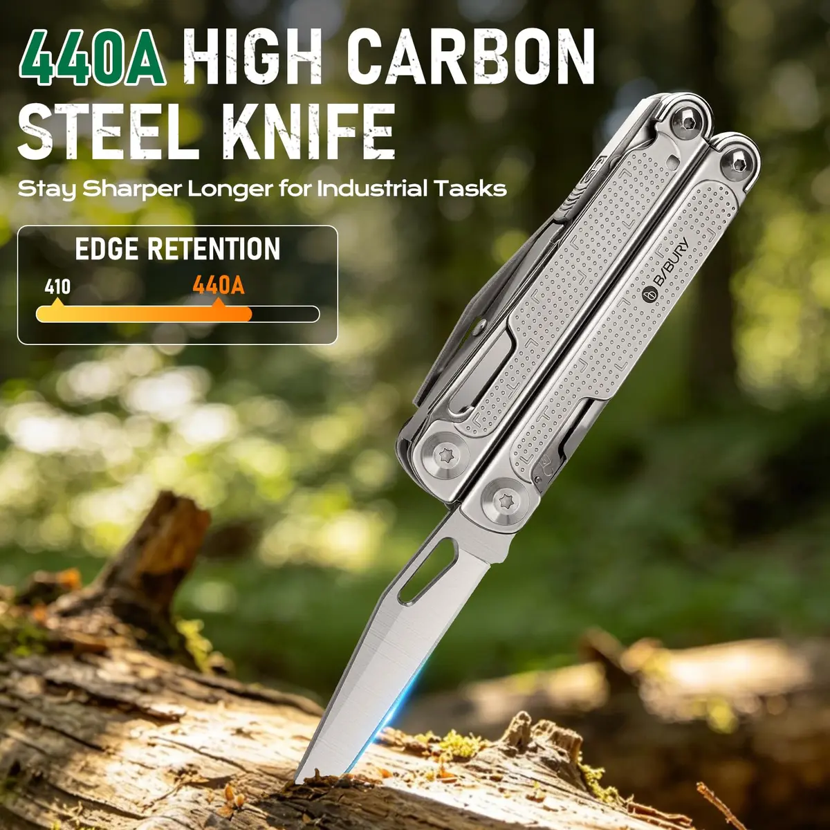 BIBURY Multitool Pliers Pro with 440A Knife & Full Size Scissors | 22-in-1 Professional Multi-Tool for Heavy-Duty Tasks - view 3