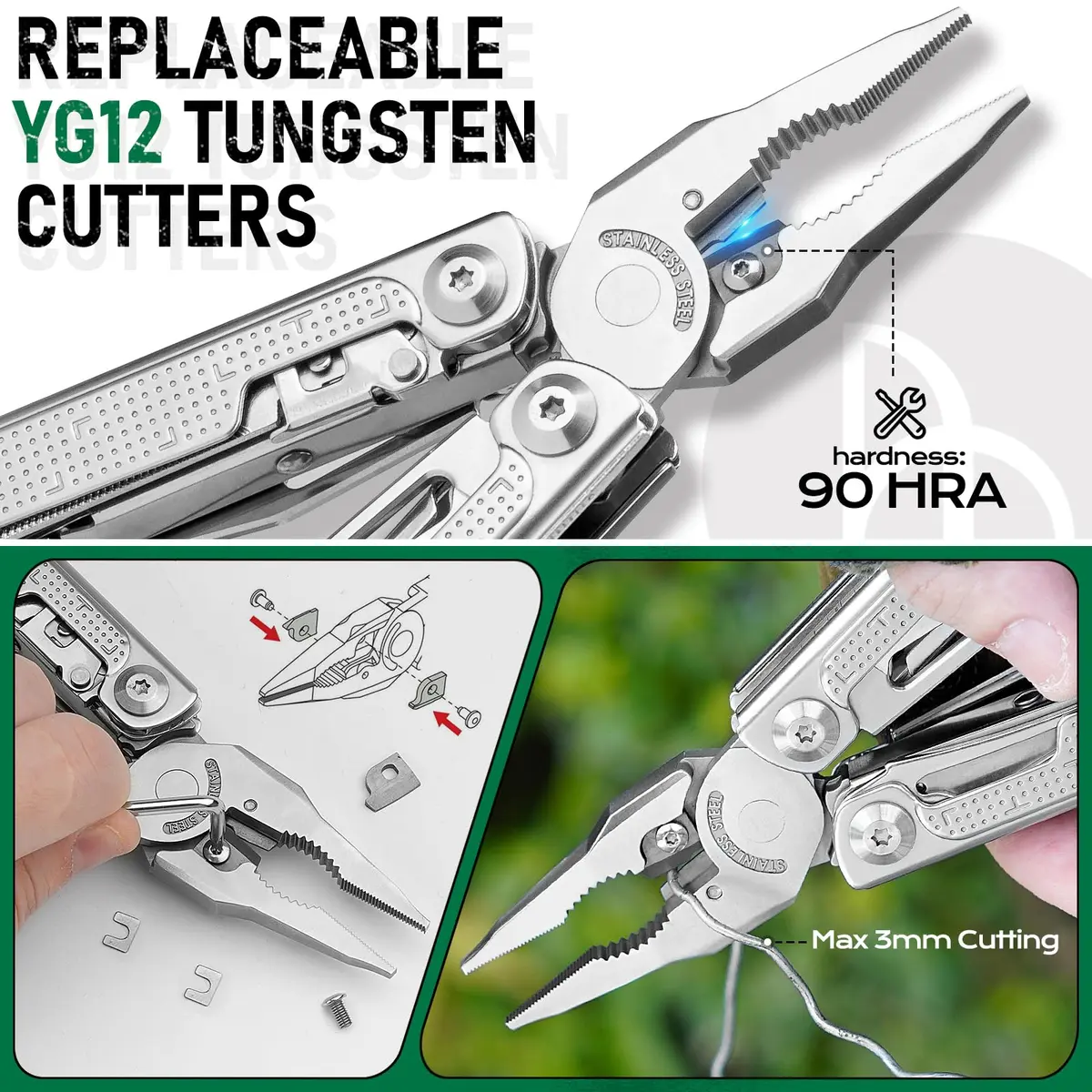 BIBURY Multitool Pliers Pro with 440A Knife & Full Size Scissors | 22-in-1 Professional Multi-Tool for Heavy-Duty Tasks - view 4
