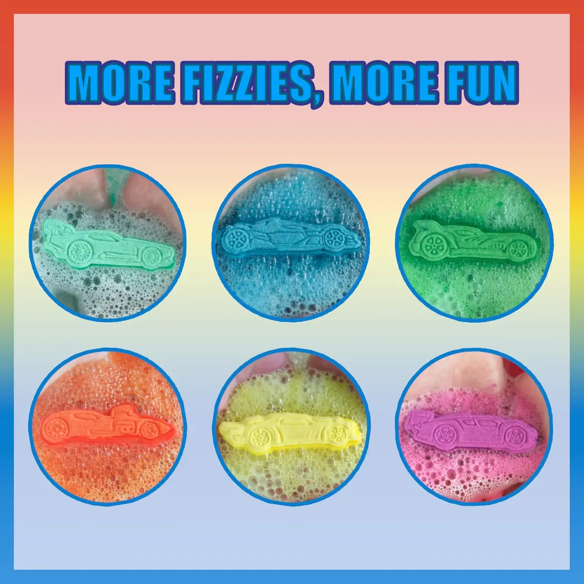 Townley Girl Hot Wheels Bath Bomb Set, 6-Piece Bubble Gum Scented, Ages 3+ | Colorful Fizzies for Kids - view 3