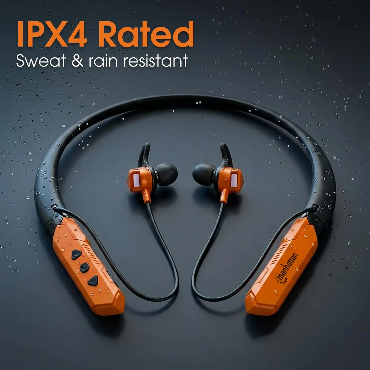 MANHATTAN Bluetooth Neckband Earbuds 15-Hour Battery IPX4 Mic | Wireless, Noise-Isolating, USB-C Recharge - view 6