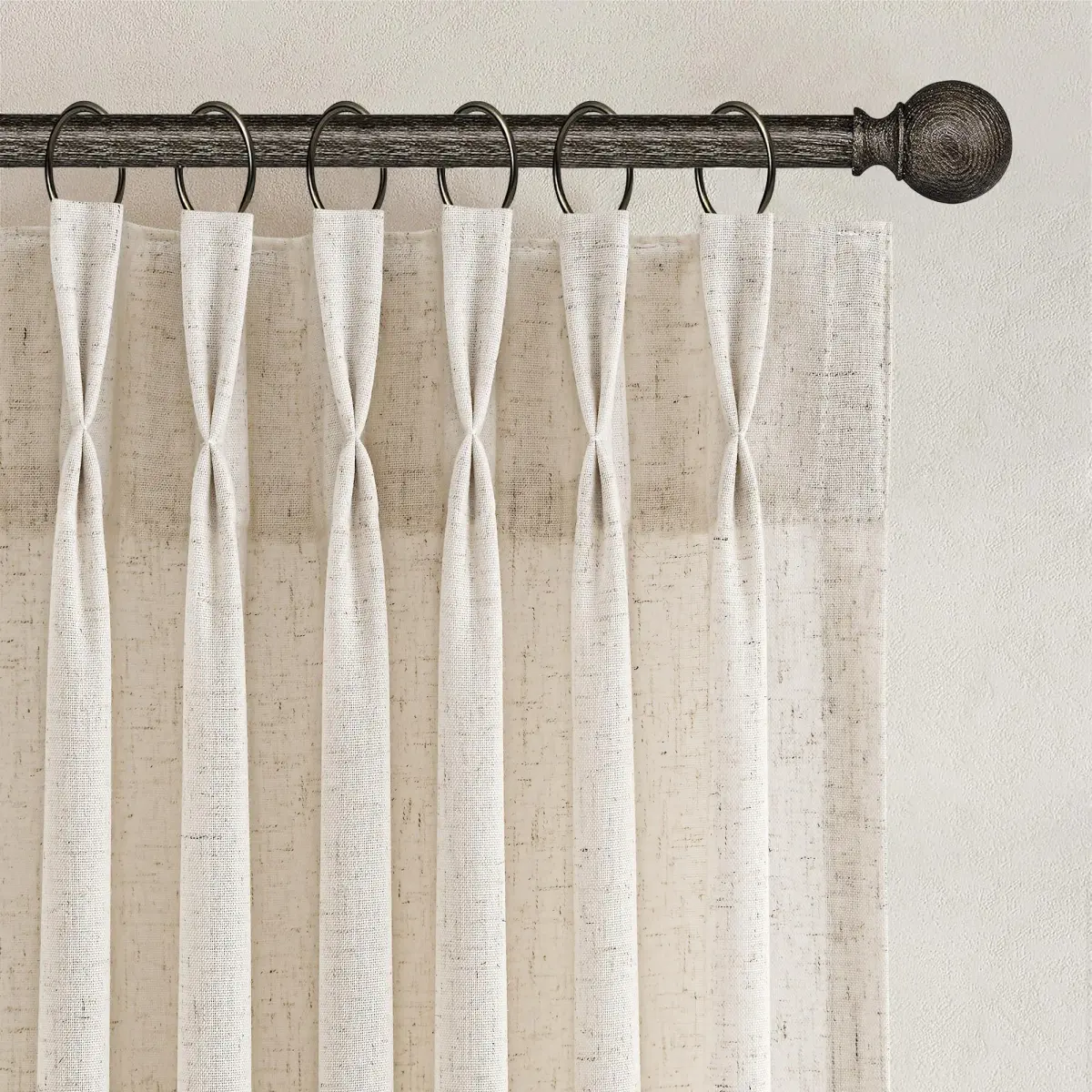 Joywell Pinch Pleated Linen Sheer Curtains 127cm x 213cm (50"W x 84"L) | Semi Light Filtering Elegant Drapes with Hooks - main product image