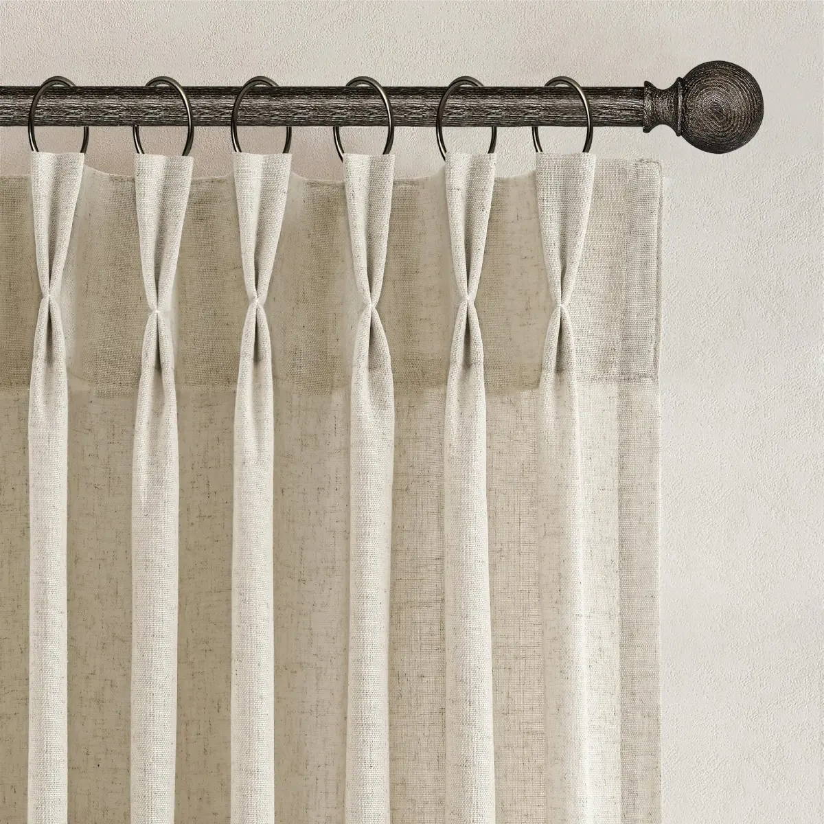 Joywell Linen Pinch Pleated Curtains 50"W x 90"L (Pack of 2) | Semi Sheer Light Filtering Drapes for Living Room - main product image