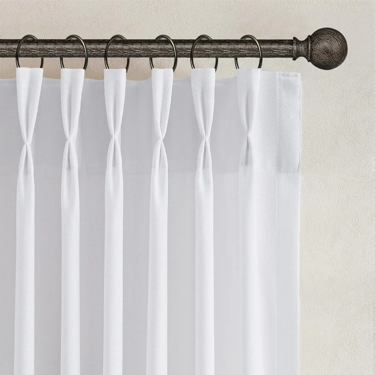 Joywell White Linen Pinch Pleated Curtains 259 cm (102 Inches) Long | Semi Sheer Light Filtering Drapes for Living Room - main product image