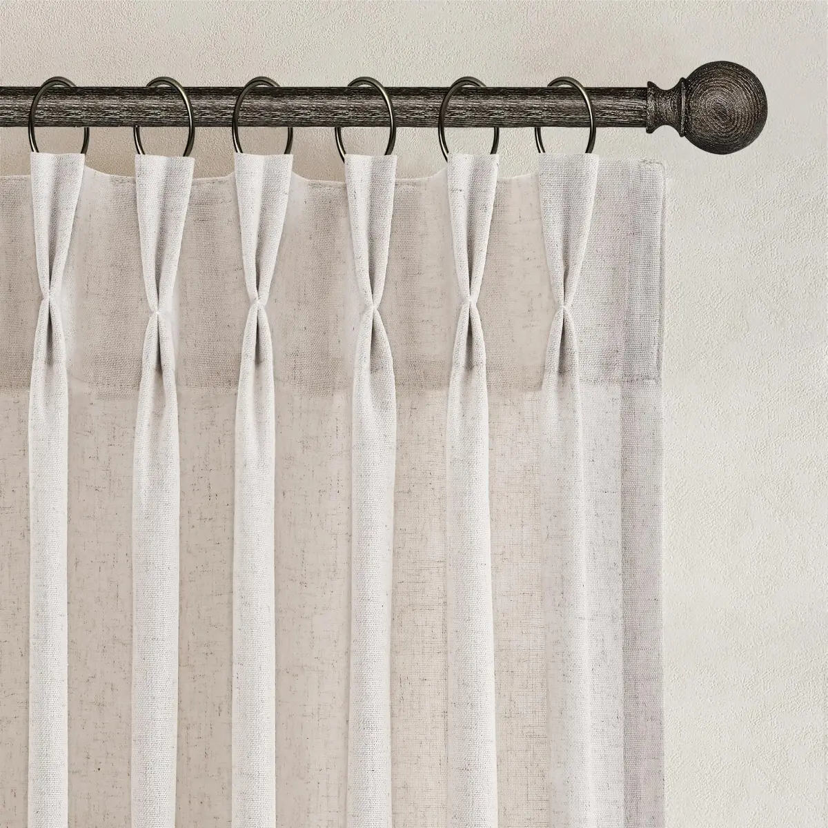 Joywell Extra Long Linen Pinch Pleated Curtains 108 Inches Natural Cream (2 Panels, 100cm x 274cm) - main product image