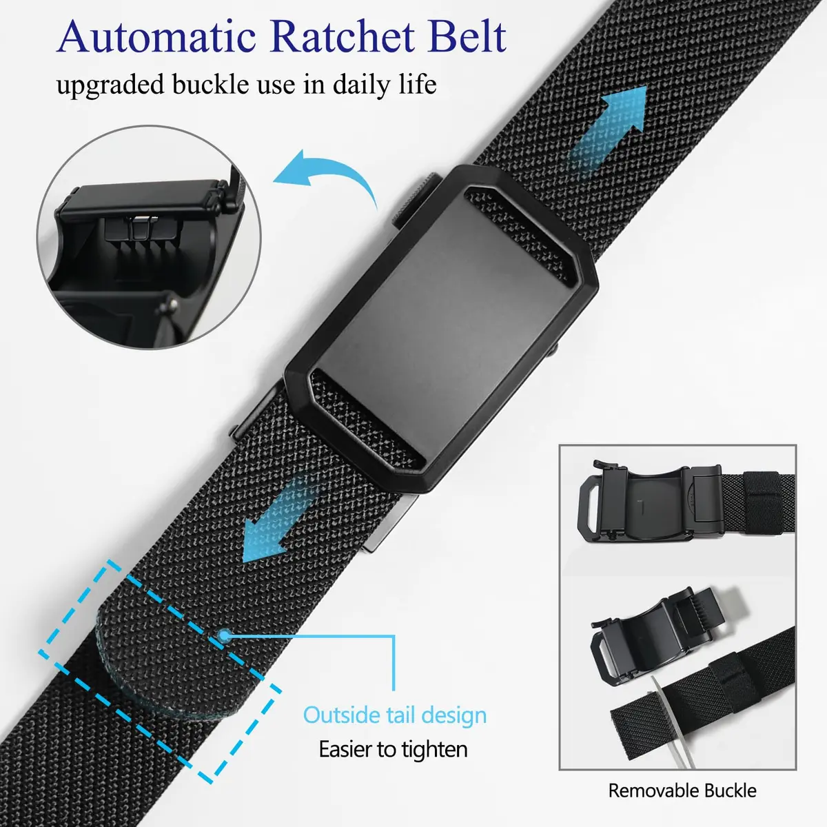 LionVII Men's Elastic Ratchet Belt 13.5cm (1 3/8") | Stretch Fit for 27-49" Waist - view 3