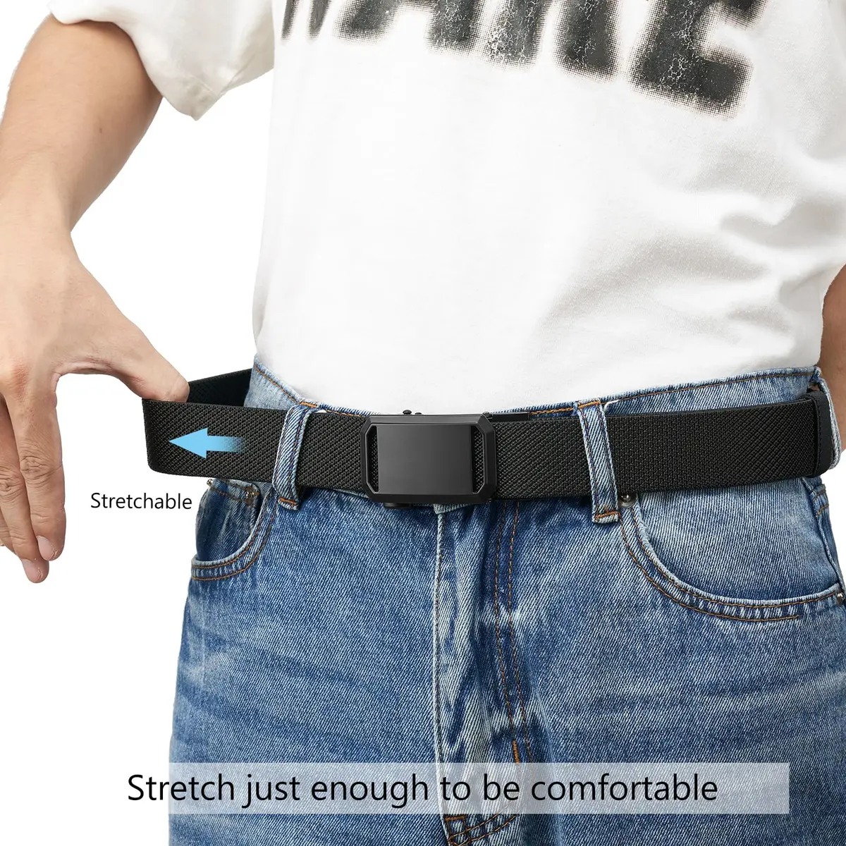 LionVII Men's Elastic Ratchet Belt 135cm (53") | Breathable Nylon Web Work Belt for Travel & Sports - view 6