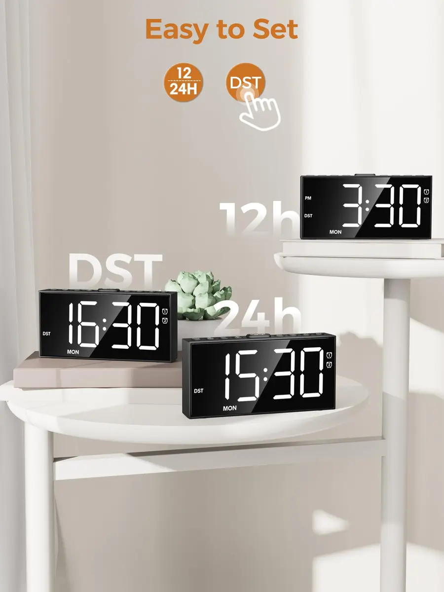 PPLEE Digital Alarm Clock for Bedroom with 2.2-Inch Bold Numbers, Dual Alarms - view 8
