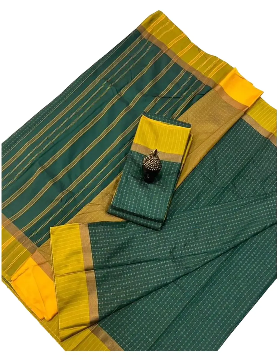 VJ Fashion Women Woven Soft Silk Saree With Blouse Piece Green 5.5 Meter (18 Ft) - view 2