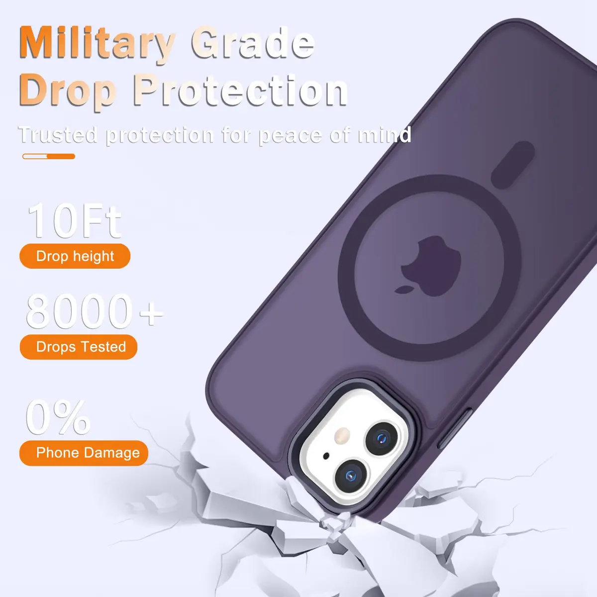 YENAPOON for iPhone 11 Case, Matte Magnetic Phone Cover, Purple | Slim Shockproof with Screen Protector - view 2