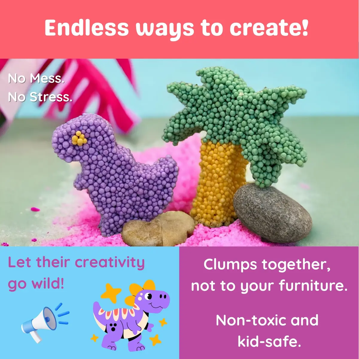LYRK Collections Silly Foam Creative Modeling Foam Beads 2-Pack of 6 Primary Colors | Mess-Free, Reusable, Non-Toxic (Age 3+) - view 4