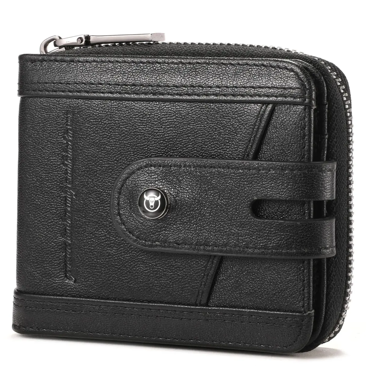 BULLCAPTAIN Genuine Leather Men's Wallet T23 with Zipper & RFID Protection | 11.0 cm (4.33 in) - main product image