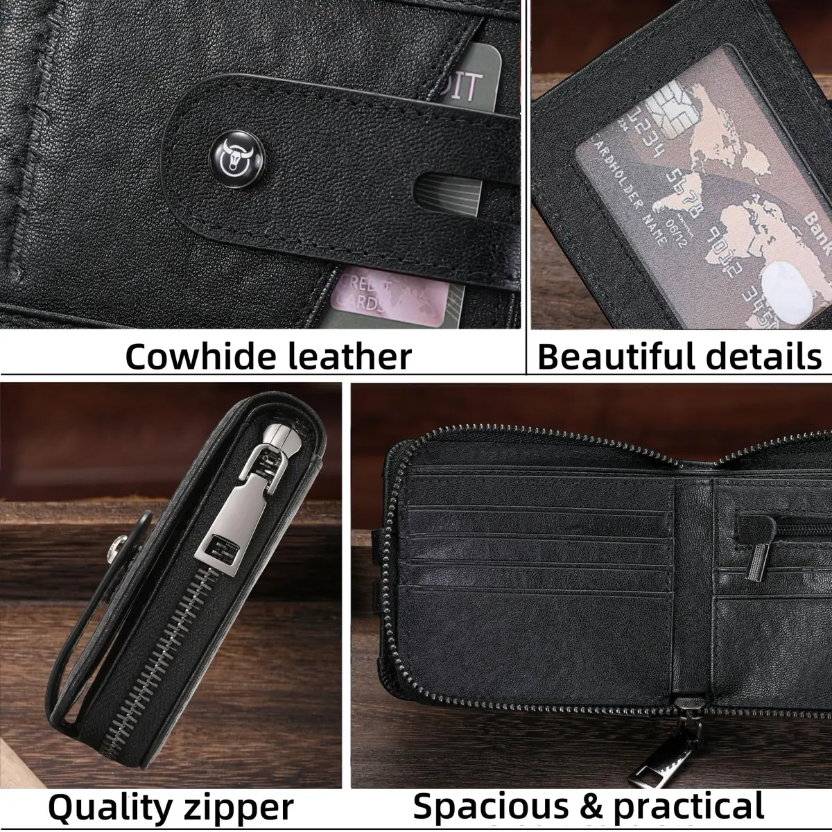 BULLCAPTAIN Genuine Leather Men's Wallet T23 with Zipper & RFID Protection | 11.0 cm (4.33 in) - view 6