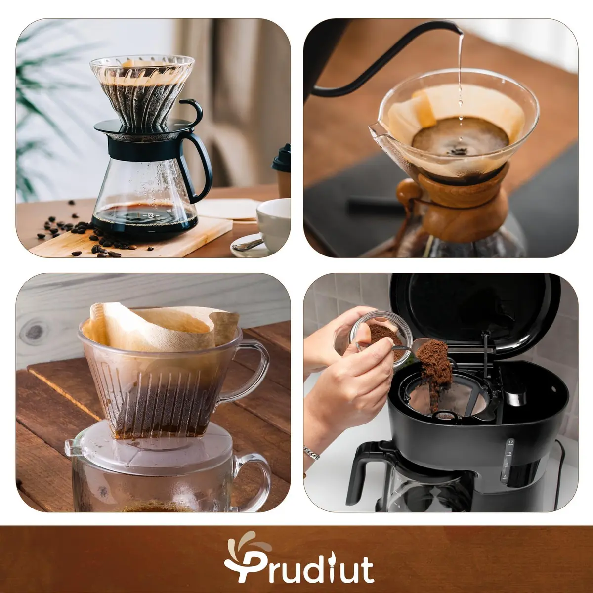 Prudiut 200 Count #4 Cone Coffee Filters | Compatible with Ninja & Pour Over (U4/200Pcs) - view 6