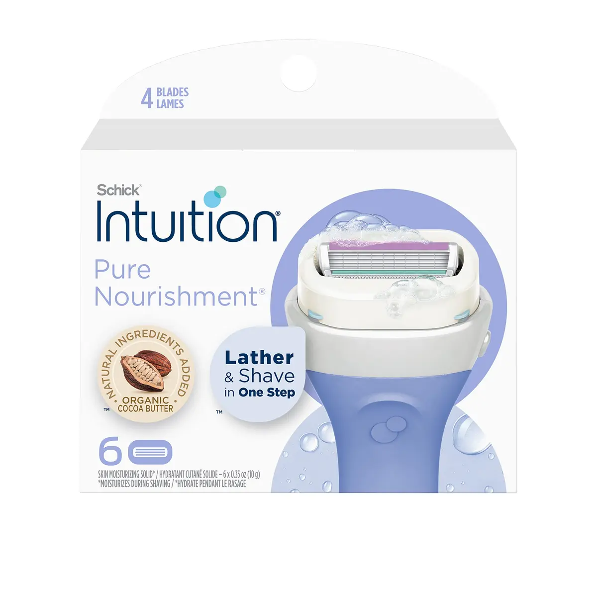 INTUITION Razors Bundle - Refills with Cocoa Butter & Sensitive Skin | 4-Blade Pivoting Cartridges, Vegan, Hypoallergenic (70-120 chars) - view 2