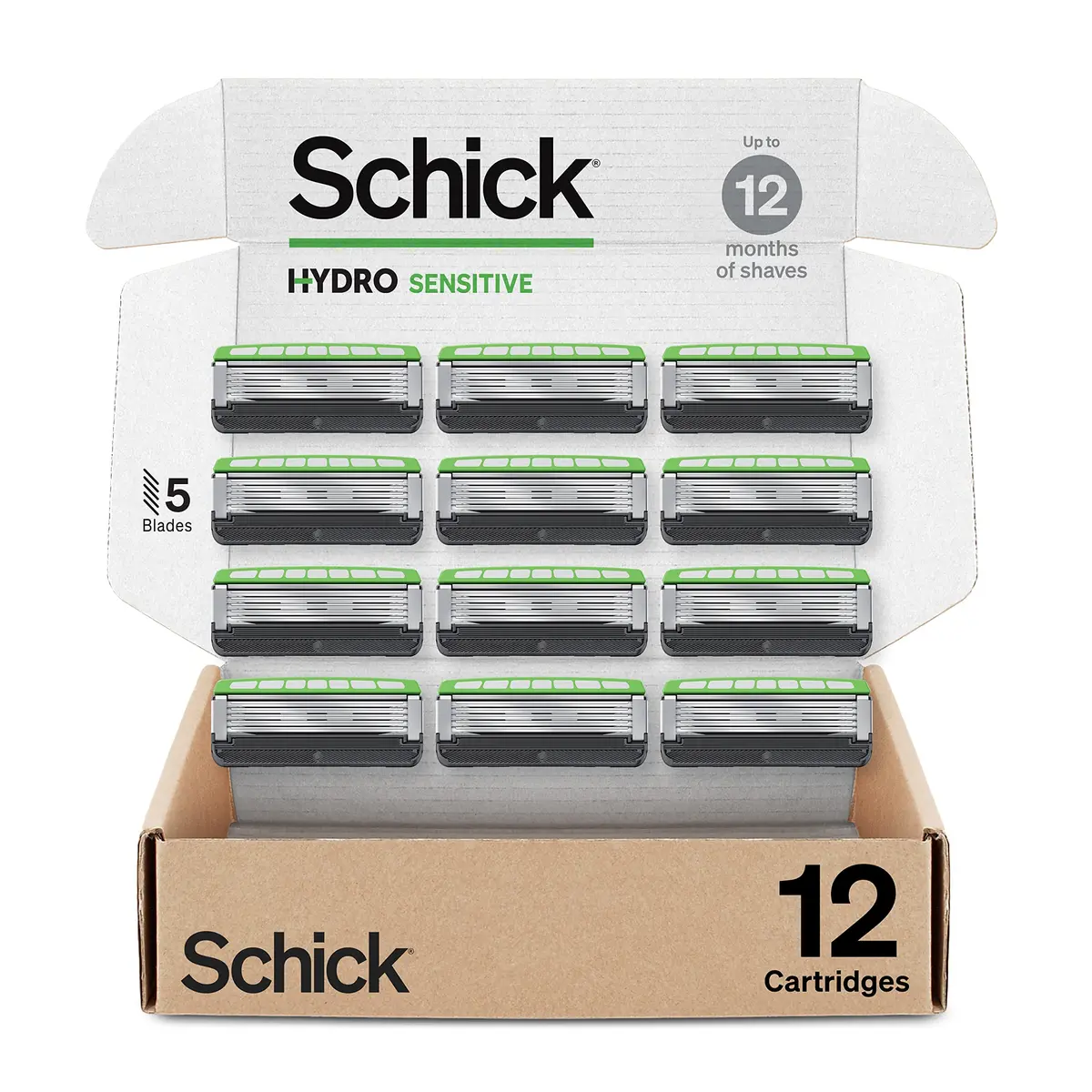 Schick Hydro Sensitive 12 Count Razor Refills & Cremo Cooling Shave Cream | Sensitive Skin Care (70-120 chars) - view 2