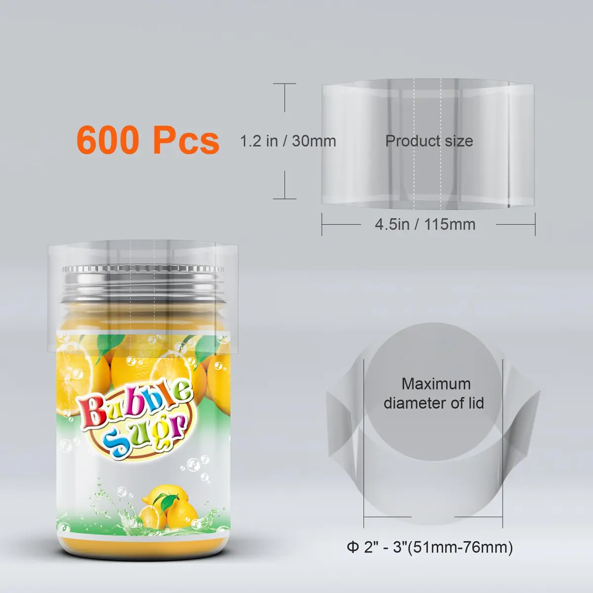 CANWUPON 600Pcs PVC Shrink Wrap for Bottles & Jars | Tamper-Proof Seal (115x30mm) - view 2
