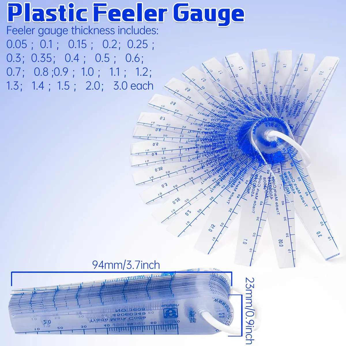 Trandraft Plastic Feeler Gauge Set 0.05mm-3mm Metric | 21 Leaf Precision Measuring Tool - view 2