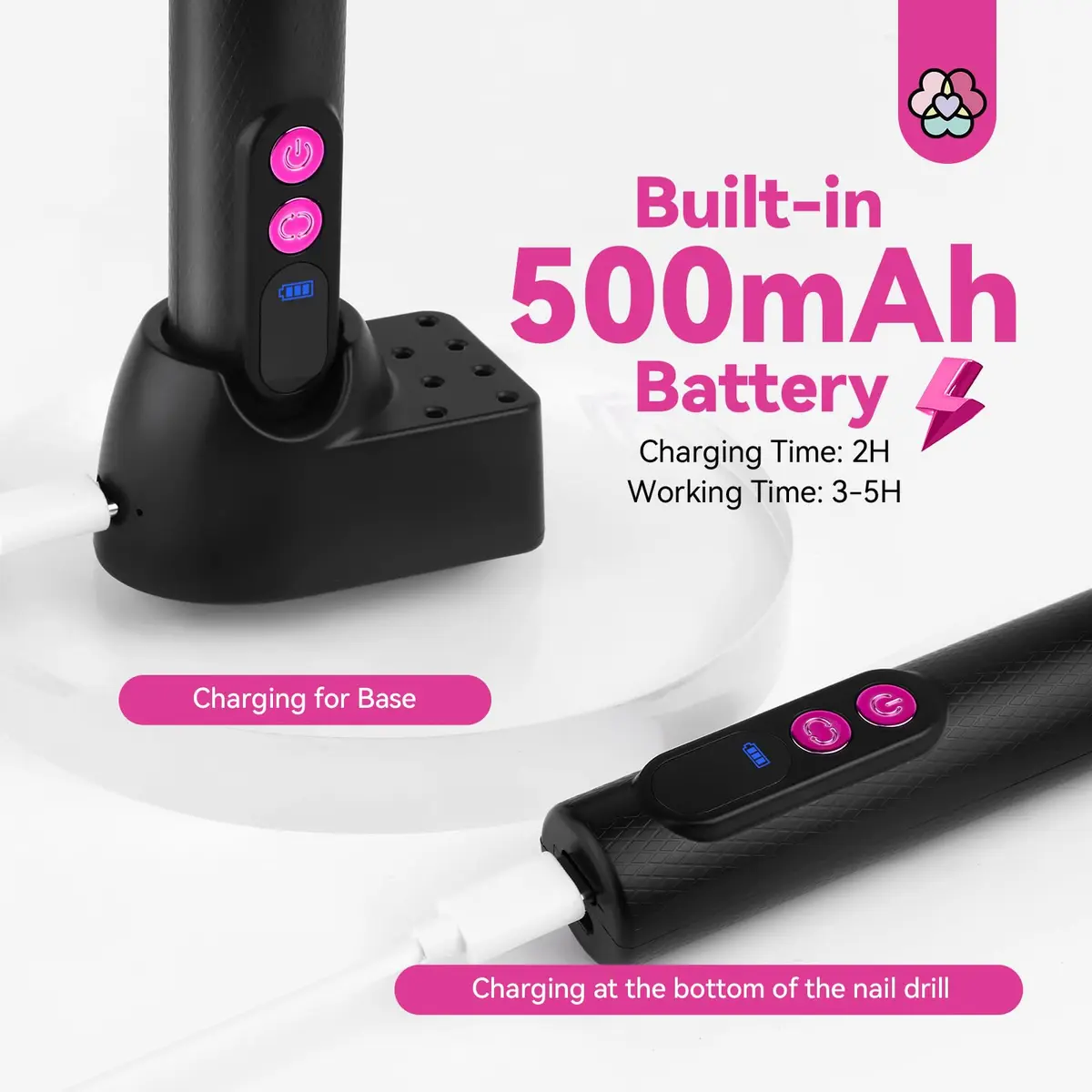 SAVILAND Electric Nail Drill 20000RPM Cordless Pen-Shaped | 56g Lightweight, 3-5 Hr Battery, 12 Bits - view 5
