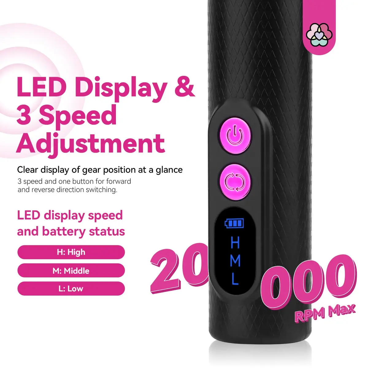 SAVILAND Electric Nail Drill 20000RPM Cordless Pen-Shaped | 56g Lightweight, 3-5 Hr Battery, 12 Bits - view 4