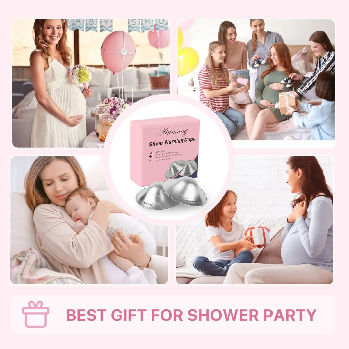 ANNSONG Silver Nursing Cups Regular Size | Pure 925 Sterling Silver for Breastfeeding Relief - view 5