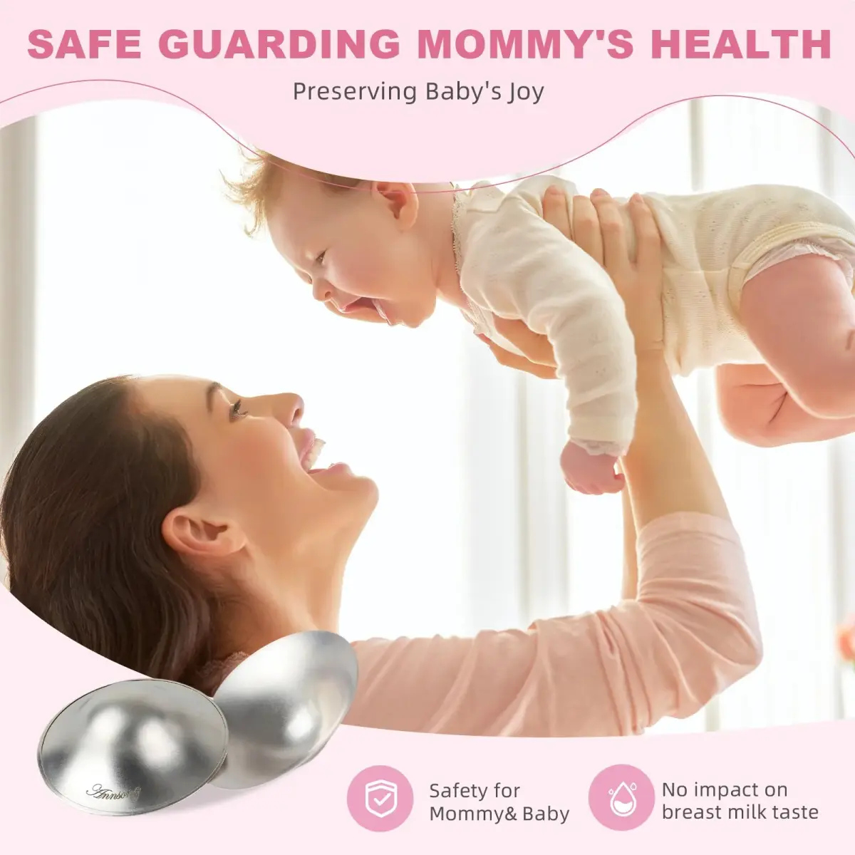 ANNSONG Silver Nursing Cups Regular Size | Pure 925 Sterling Silver for Breastfeeding Relief - view 6