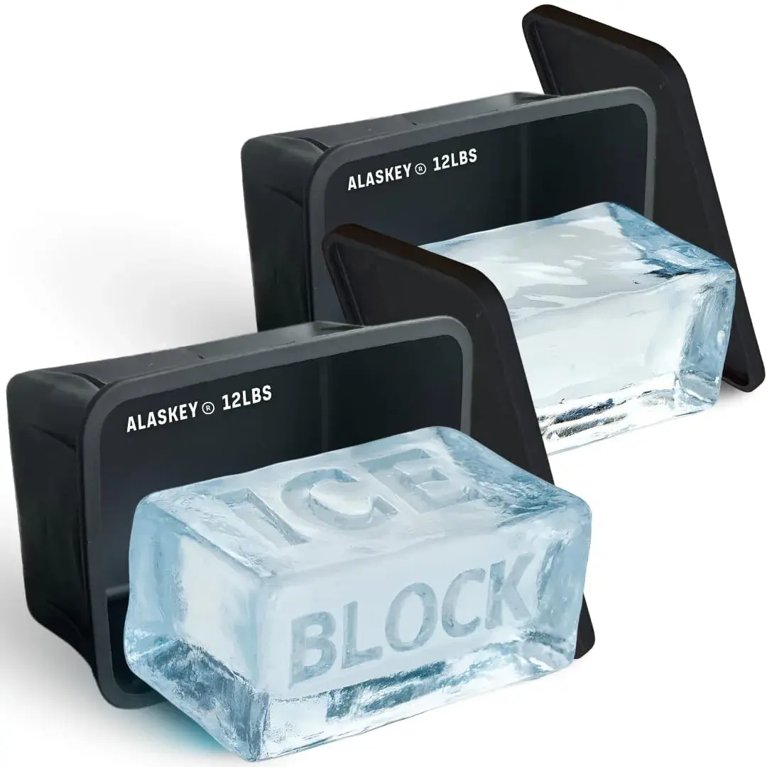 Alaskey 12 lbs Ice Block Mold With Lid (2-Pack) - Giant Ice Bricks for Coolers & Ice Baths - main product image