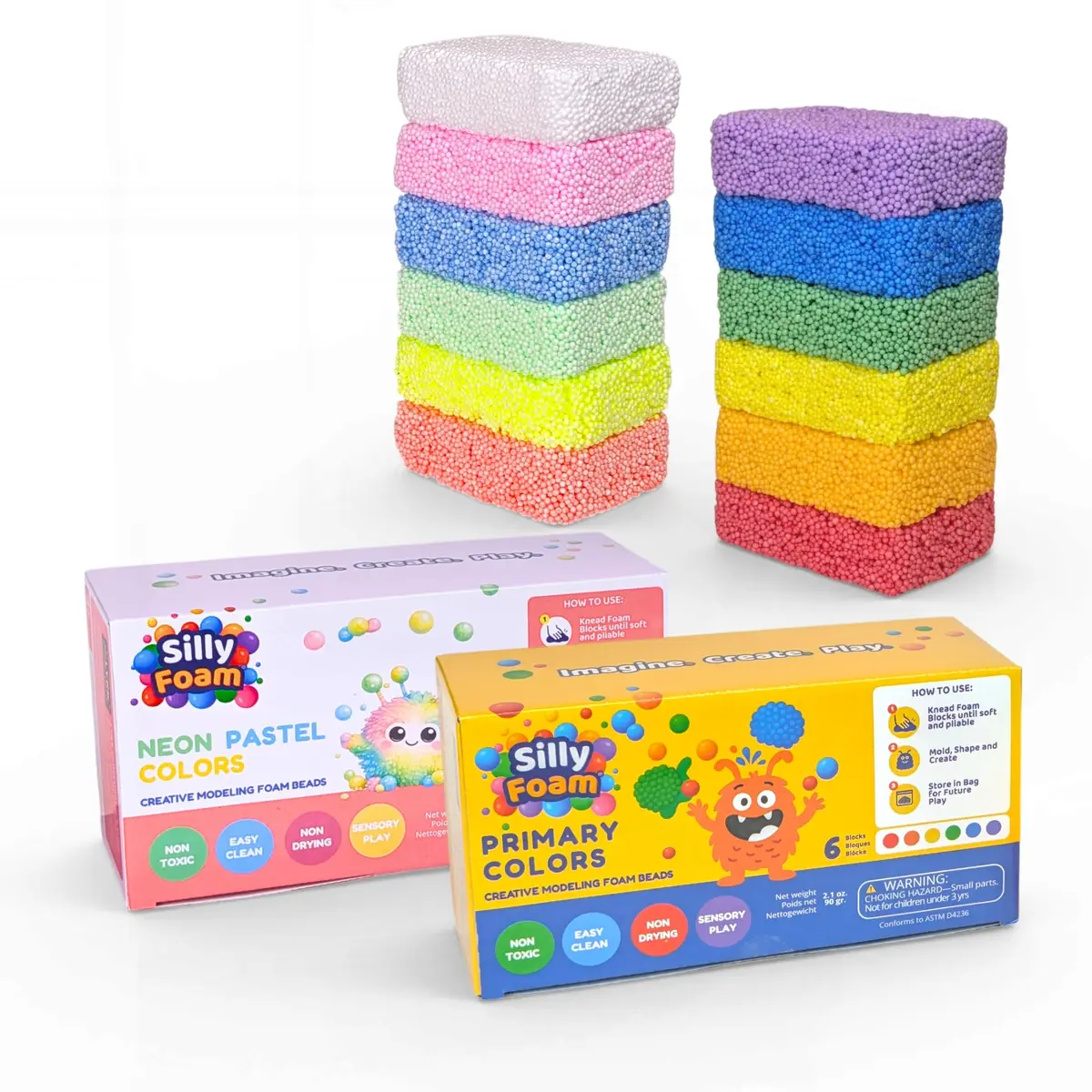LYRK Collections Silly Foam Modeling Foam Beads 2-Pack (4.2 oz / 120g) | Non-Toxic STEM Toy for Kids Ages 3+ - main product image
