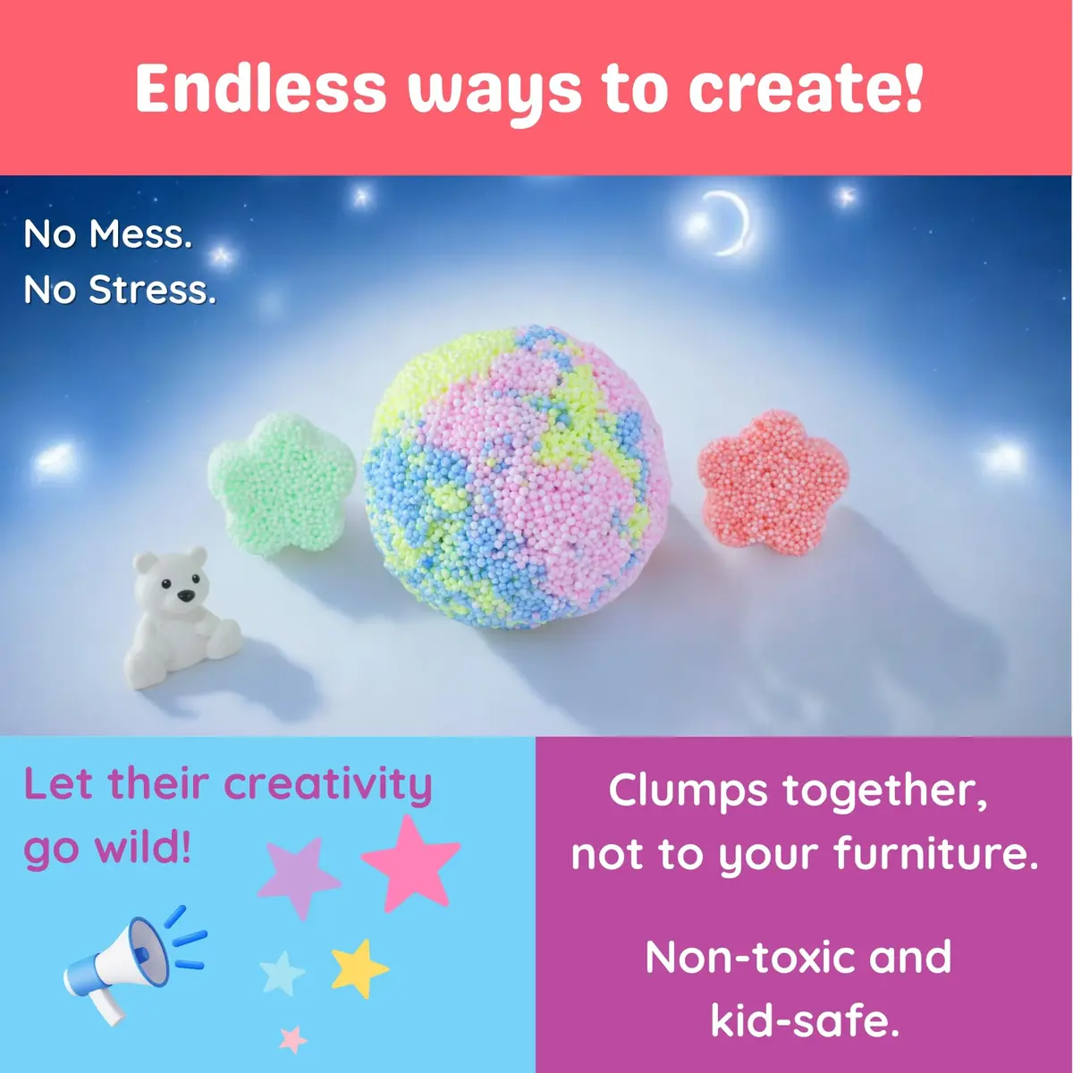 LYRK Collections Silly Foam Modeling Foam Beads 2-Pack (4.2 oz / 120g) | Non-Toxic STEM Toy for Kids Ages 3+ - view 4