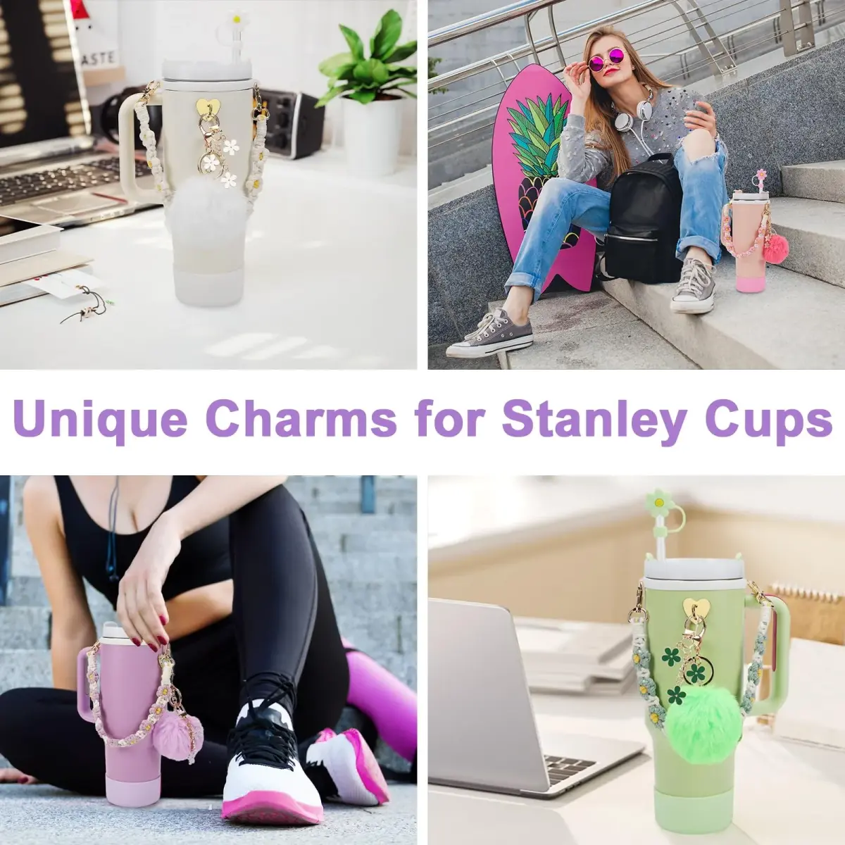 3tyto 13 Pcs Purple Stanley Cup Accessories Set with Handle Strap & Silicone Boot for 30oz & 40oz Tumblers - view 4