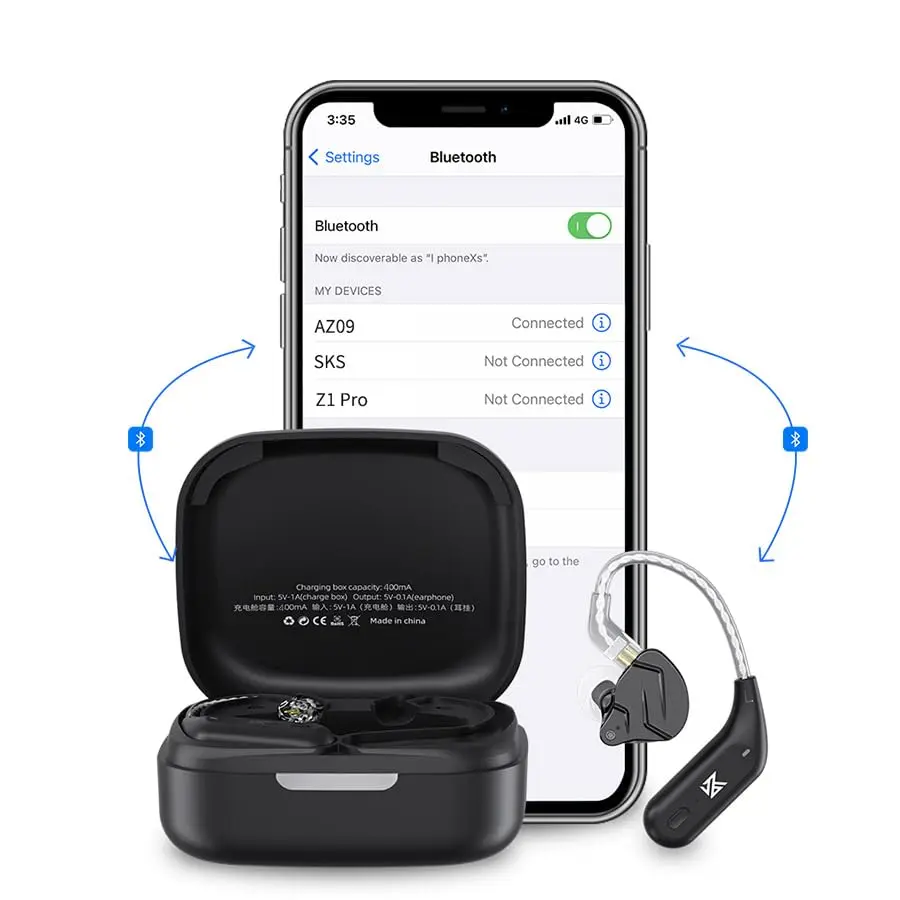 EZ EAR KZ AZ09 Wireless IEM Bluetooth Adapter 5.4 Module Noise Isolation C-pin for KZ ZS10 PRO/ZS12 PRO X - view 6