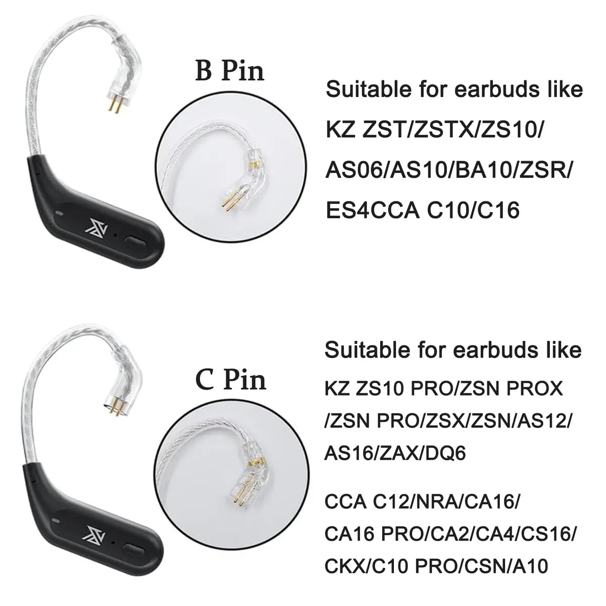 EZ EAR KZ AZ09 Wireless IEM Bluetooth Adapter 5.4 Module Noise Isolation C-pin for KZ ZS10 PRO/ZS12 PRO X - view 8