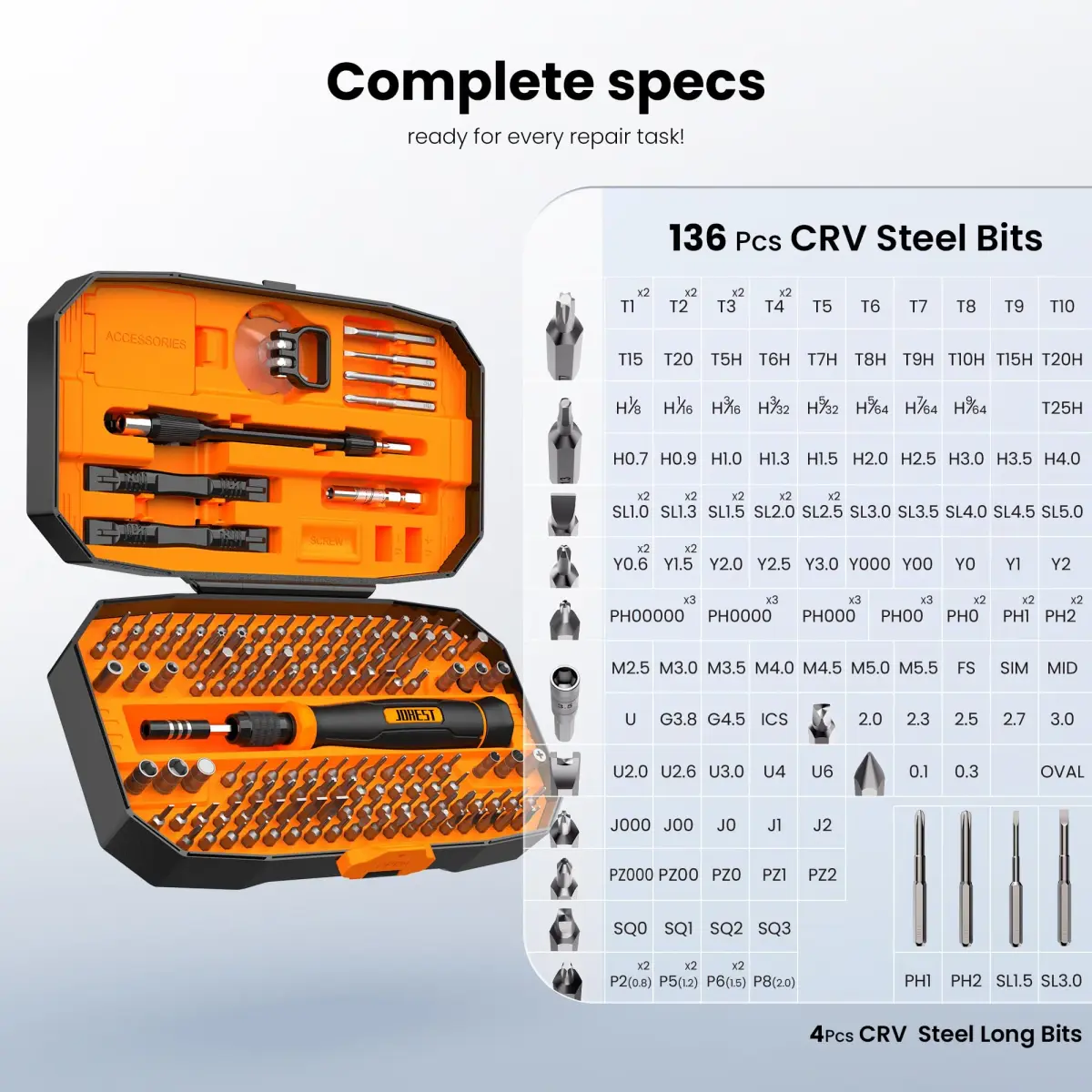 Jorest 152-in-1 Precision Screwdriver Set with Magnetic CRV Bits & Flexible Shaft | Essential for Electronics Repair - view 3
