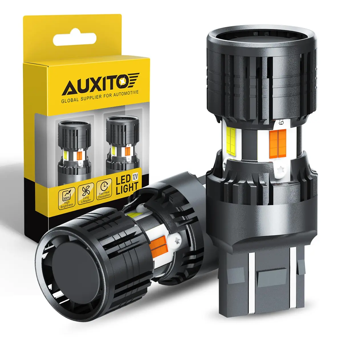 AUXITO 7443/7444NA Switchback LED Bulbs Amber/White | 4000lm, Dual Color, 50,000hr Lifespan - main product image