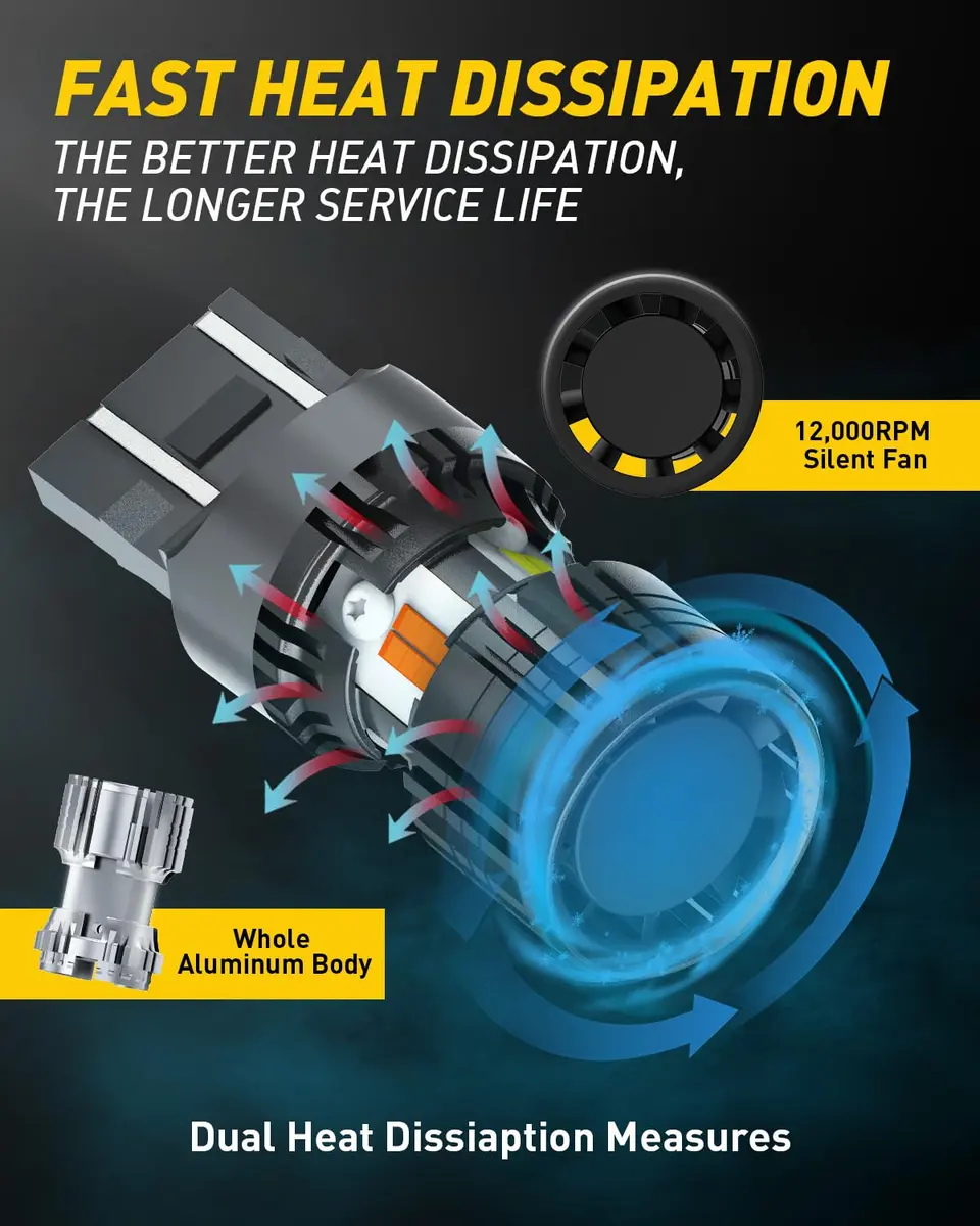 AUXITO 7443/7444NA Switchback LED Bulbs Amber/White | 4000lm, Dual Color, 50,000hr Lifespan - view 5