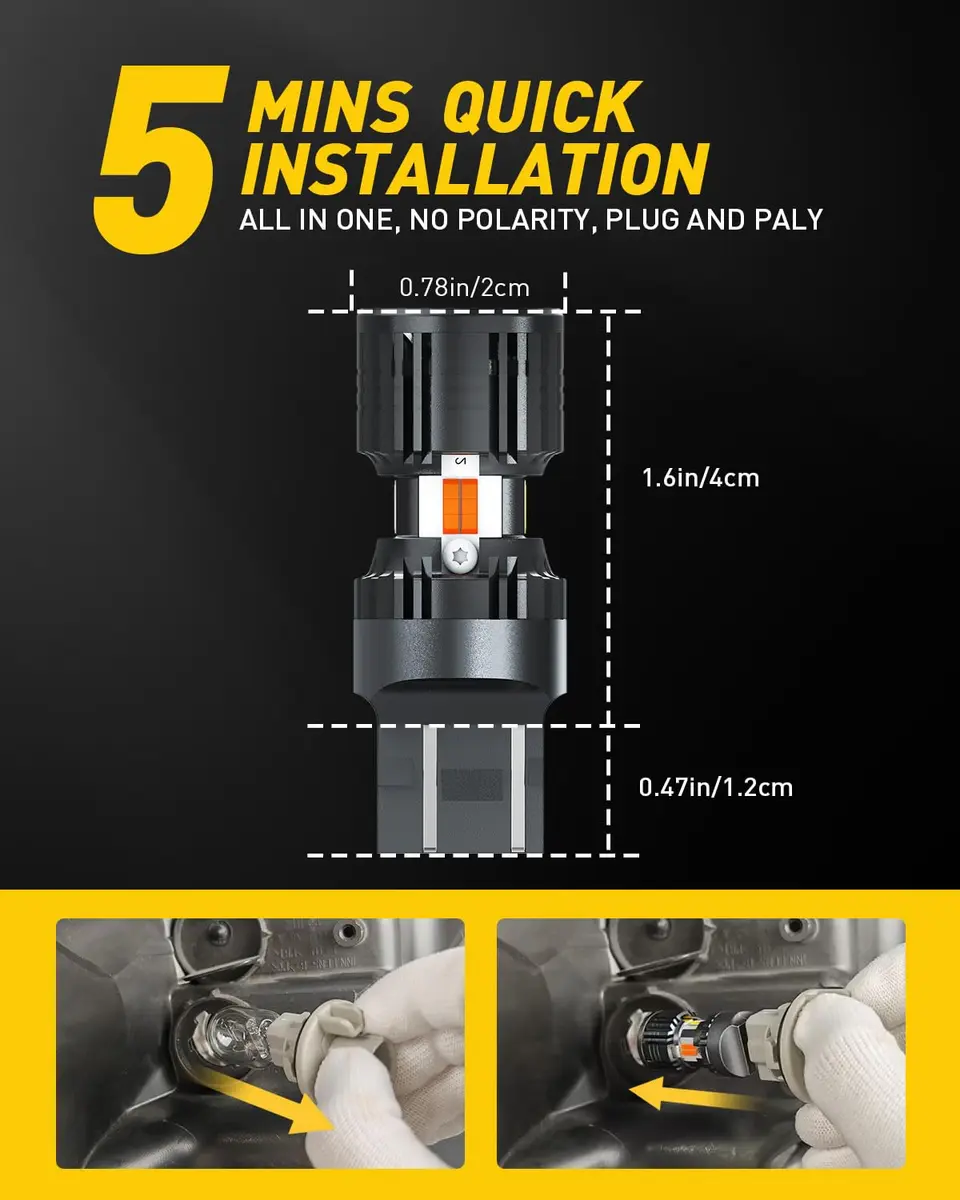 AUXITO 7443/7444NA Switchback LED Bulbs Amber/White | 4000lm, Dual Color, 50,000hr Lifespan - view 6