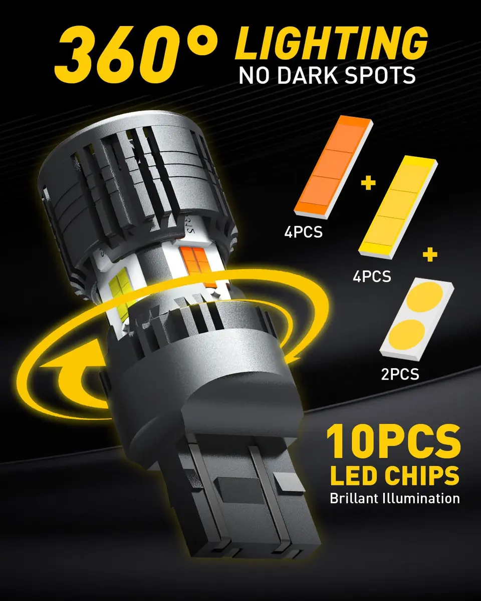 AUXITO 7443/7444NA Switchback LED Bulbs Amber/White | 4000lm, Dual Color, 50,000hr Lifespan - view 7