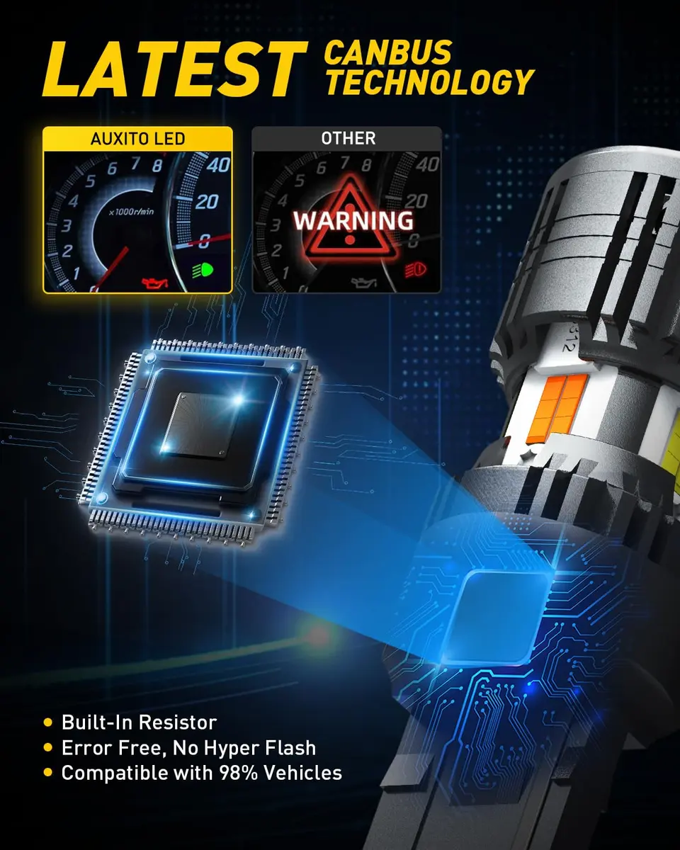 AUXITO 7443/7444NA Switchback LED Bulbs Amber/White | 4000lm, Dual Color, 50,000hr Lifespan - view 2