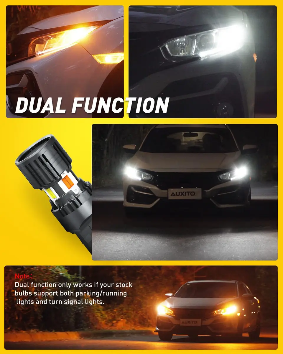 AUXITO 7443/7444NA Switchback LED Bulbs Amber/White | 4000lm, Dual Color, 50,000hr Lifespan - view 4