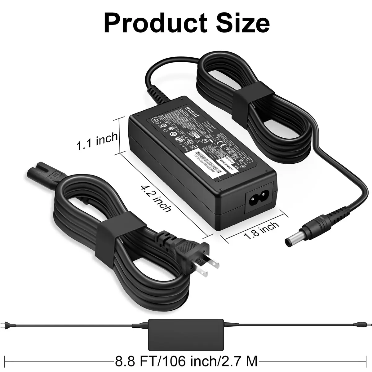 Iretod 19V 38W AC Power Adapter Charger for Harman Kardon Onyx Studio 8 7 6 5 4 3 2 1 Speakers | 2.74m (9ft) Cable - view 4