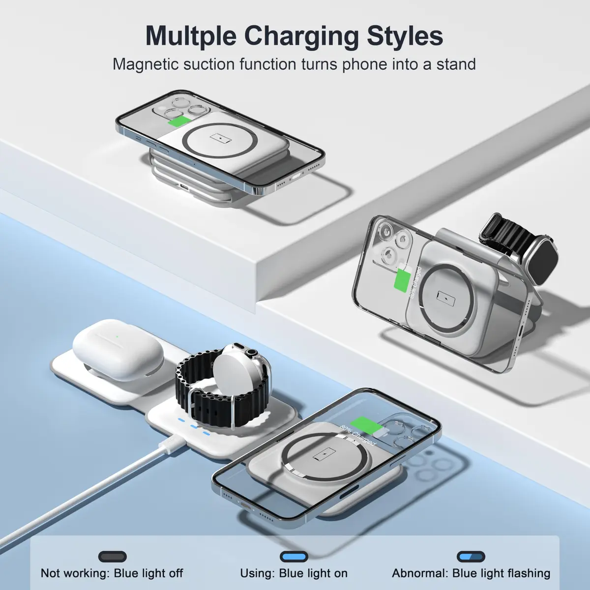 UCOMX 3 in 1 Wireless Charging Station Foldable for Multiple Devices | Travel Nano Charger with 35% Faster Speed - view 3