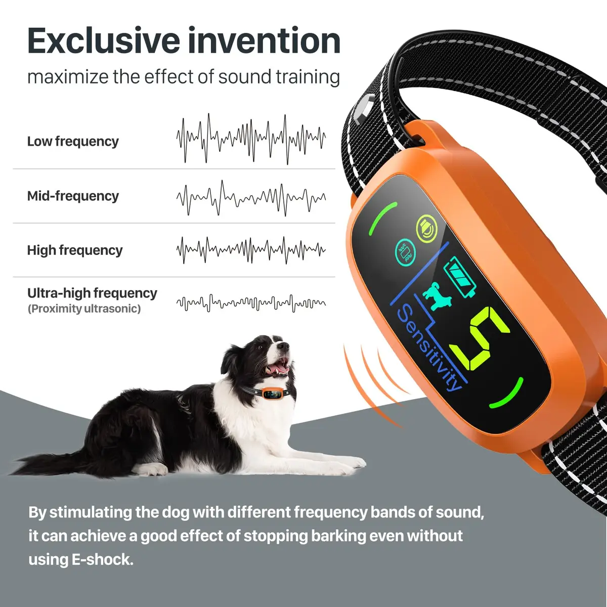 FAFAFROG Dog Bark Collar Rechargeable Smart Collar Orange | Adjustable Sensitivity & Waterproof - view 8