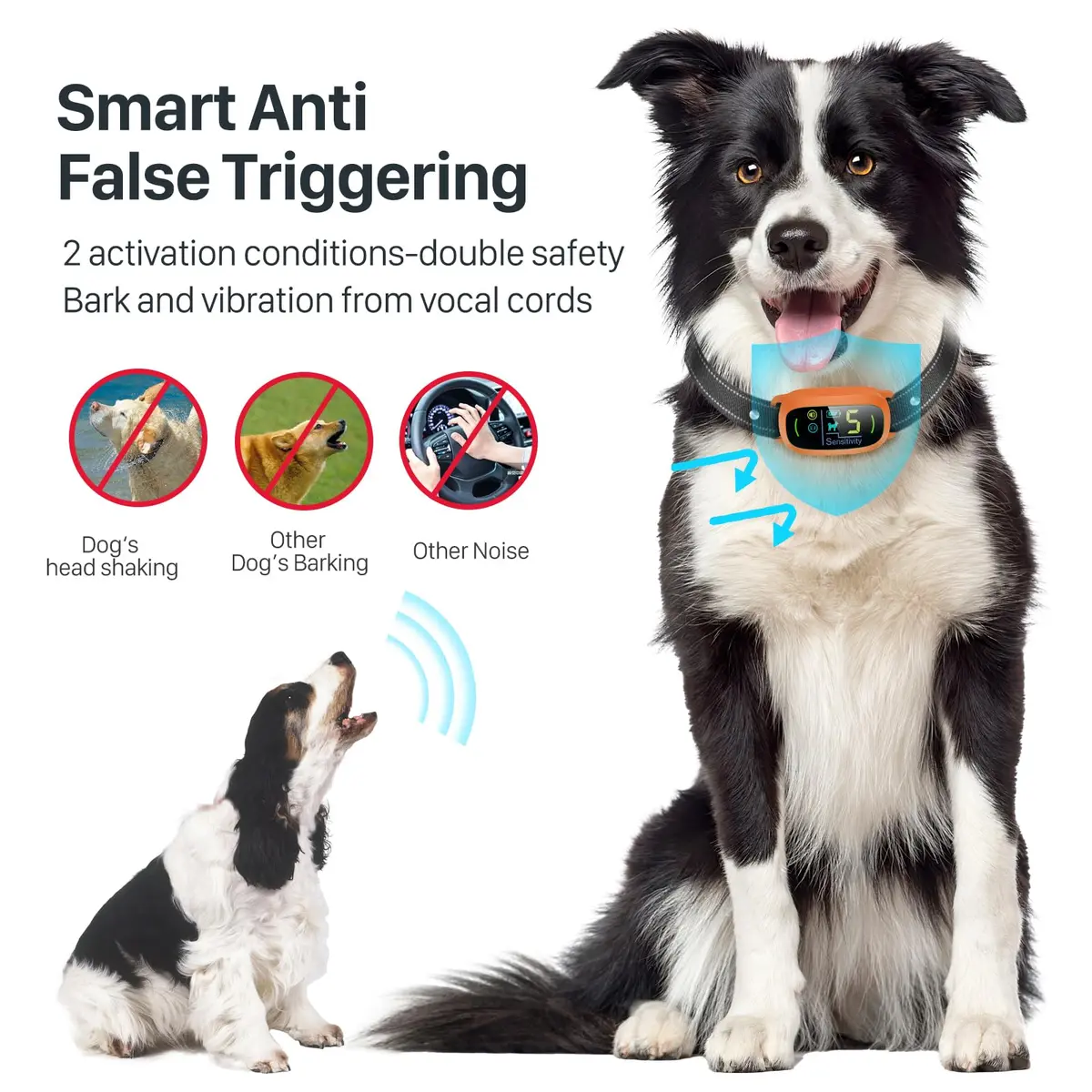 FAFAFROG Dog Bark Collar Rechargeable Smart Collar Orange | Adjustable Sensitivity & Waterproof - view 4