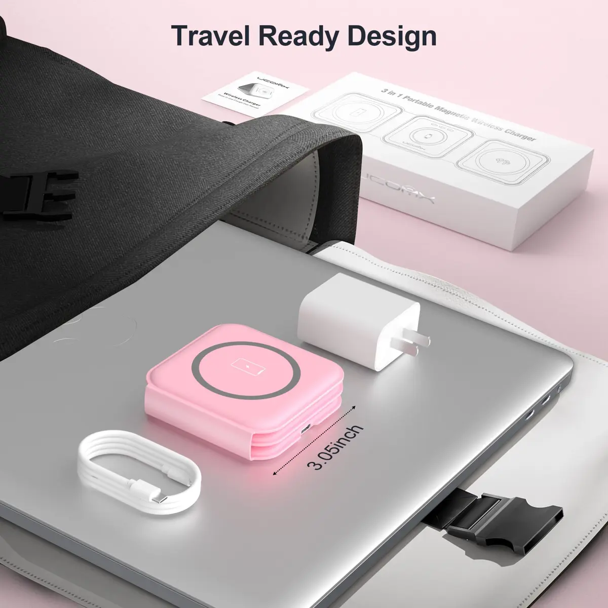 UCOMX 3 in 1 Wireless Charging Station for Apple Devices | Foldable Travel Nano Charger - view 7