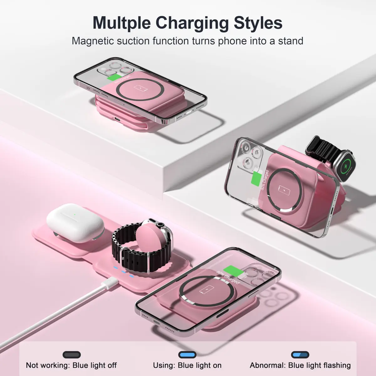 UCOMX 3 in 1 Wireless Charging Station for Apple Devices | Foldable Travel Nano Charger - view 3