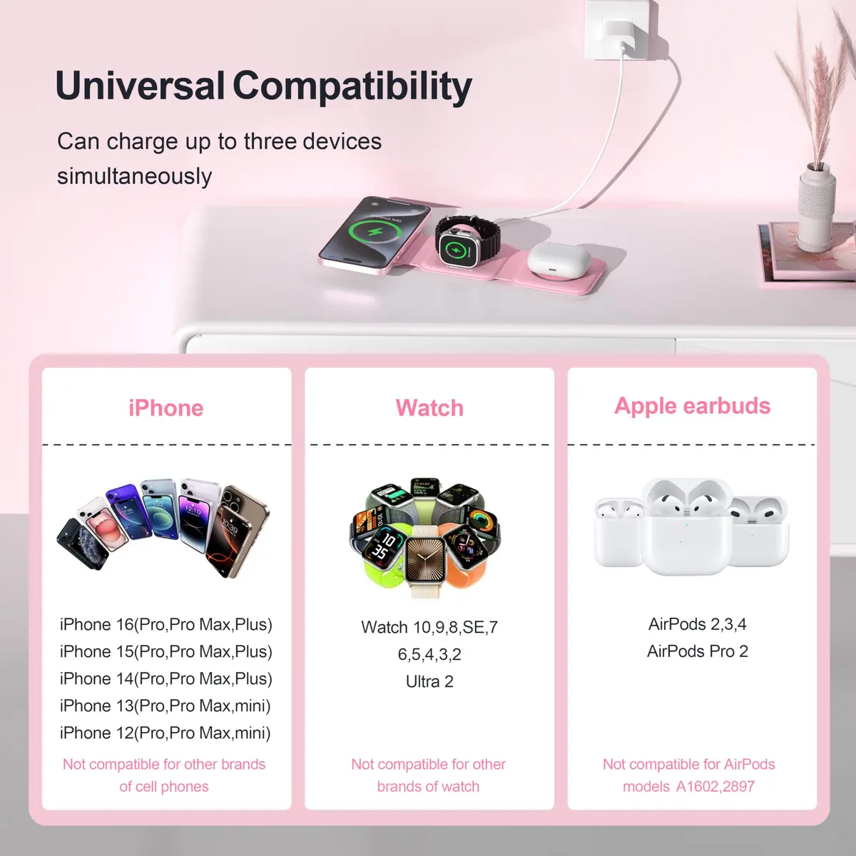 UCOMX 3 in 1 Wireless Charging Station for Apple Devices | Foldable Travel Nano Charger - view 4