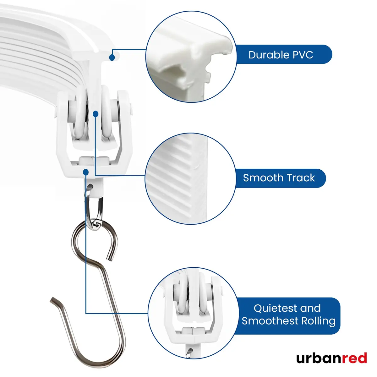 UrbanRed Flexible Bendable Ceiling Curtain Track 0.9 m (2.9 ft) | Mount for Room Divider, RV Ceiling Track, White - view 4