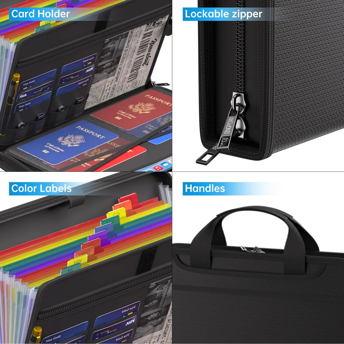 ENGPOW Accordion File Organizer Fireproof Multi Pockets 14.2" x 10.4" | Fireproof & Water-Resistant Document Storage - view 7
